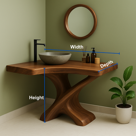Handcrafted Solid Wood Bathroom Vanity – Organic Sculptural Flow Design