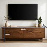 Handcrafted Solid Wood TV Stand – Modern Organic Media Console with Flow Pattern