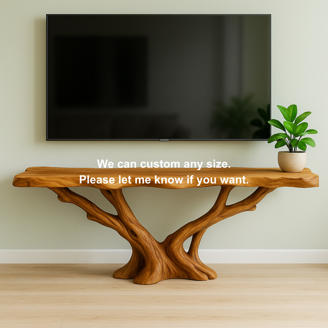 Handcrafted Solid Wood TV Stand/ Console Table – Organic Sculptural Branch Flow Design