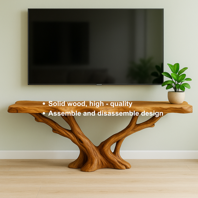 Handcrafted Solid Wood TV Stand/ Console Table – Organic Sculptural Branch Flow Design