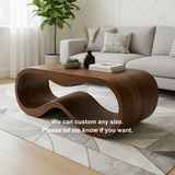 Handcrafted Solid Wood Coffee Table – Modern Sculptural Wave Form Design