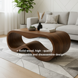 Handcrafted Solid Wood Coffee Table – Modern Sculptural Wave Form Design