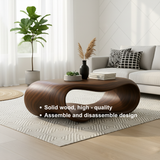 Handcrafted Solid Wood Coffee Table – Sculptural Infinity Wave Form Design