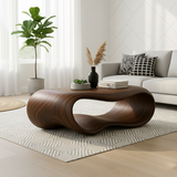 Handcrafted Solid Wood Coffee Table – Sculptural Infinity Wave Form Design
