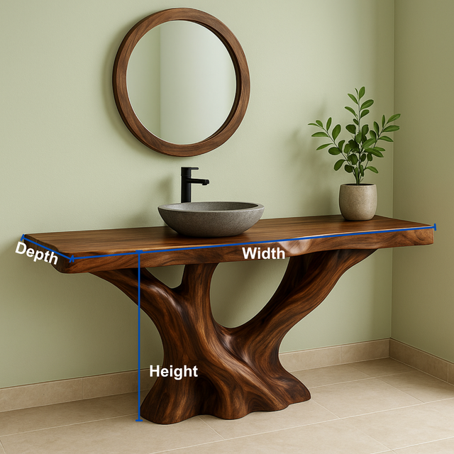 Handcrafted Solid Wood Bathroom Vanity – Organic Sculptural Branch Flow Design