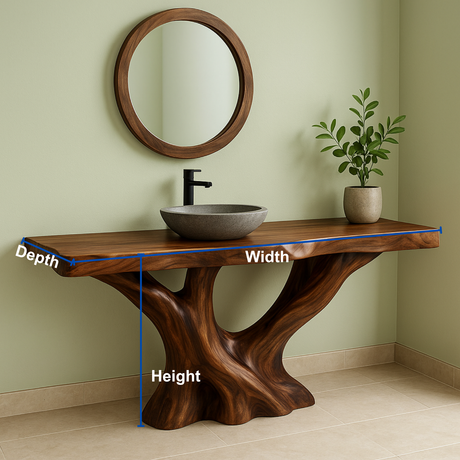 Handcrafted Solid Wood Bathroom Vanity – Organic Sculptural Branch Flow Design