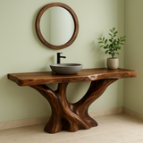 Handcrafted Solid Wood Bathroom Vanity – Organic Sculptural Branch Flow Design