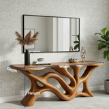 Handcrafted Solid Wood Console Table – Organic Sculptural Branch River Design