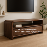 Handcrafted Solid Wood TV Stand – Sculptural Minimalist Soft Edge Design