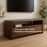 Handcrafted Solid Wood TV Stand – Sculptural Minimalist Soft Edge Design
