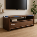 Handcrafted Solid Wood TV Stand – Sculptural Minimalist Soft Edge Design