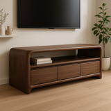Handcrafted Solid Wood TV Stand – Sculptural Minimalist Soft Edge Design