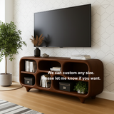 Handcrafted Solid Wood TV Stand – Sculptural Retro-Modern Soft Form Console