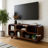 Handcrafted Solid Wood TV Stand – Sculptural Retro-Modern Soft Form Console