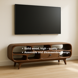 Handcrafted Solid Wood TV Stand – Sculptural Retro Minimal Organic Design