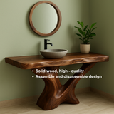 Handcrafted Solid Wood Bathroom Vanity – Sculptural Root Flow Organic Design