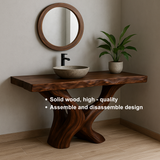 Handcrafted Solid Wood Bathroom Vanity – Twin Root Flow Organic Sculptural Design