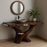 Handcrafted Solid Wood Bathroom Vanity – Twin Root Flow Organic Sculptural Design