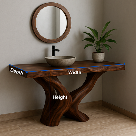 Handcrafted Solid Wood Bathroom Vanity – Twin Root Flow Organic Sculptural Design
