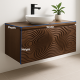 Handcrafted Solid Wood Floating Vanity – Terrain Relief Sculpted Front Design