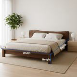 Handcrafted Solid Wood Bed Frame with Organic Live Edge Headboard – Modern Minimalist Design