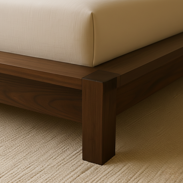 Handcrafted Solid Wood Bed Frame with Organic Live Edge Headboard – Modern Minimalist Design