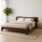 Handcrafted Solid Wood Bed Frame with Organic Live Edge Headboard – Modern Minimalist Design