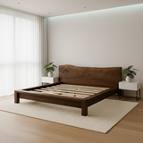 Handcrafted Solid Wood Bed Frame with Organic Live Edge Headboard – Modern Minimalist Design