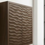 Handcrafted Solid Wood Wave Wall Cabinet with Double Doors for Modern Bathrooms