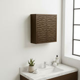 Handcrafted Solid Wood Wave Wall Cabinet with Double Doors for Modern Bathrooms