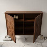 Handcrafted Solid Wood Wave Wall Cabinet with Sculpted Doors for Modern Interiors