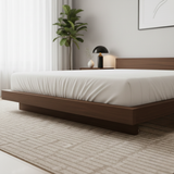 Handcrafted Solid Wood Platform Bed with Minimalist Headboard for Modern Bedrooms