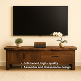 Handcrafted Solid Wood TV Stand with Live Edge Top – Modern Media Console with Cabinet & Drawers