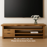 Handcrafted Solid Wood TV Stand with Live Edge Top – Modern Minimal Media Console with Drawers & Open Shelves
