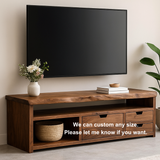 Handcrafted Solid Wood TV Stand with Live Edge Design – Modern Rustic Walnut Media Console with Drawers & Open Shelf