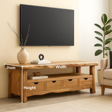 Handcrafted Solid Wood TV Stand with Live Edge Top – Organic Modern Media Console with Drawers & Open Shelf