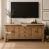 Handcrafted Solid Wood TV Stand – Rustic Farmhouse Media Console with Cabinets & Drawers for Living Room