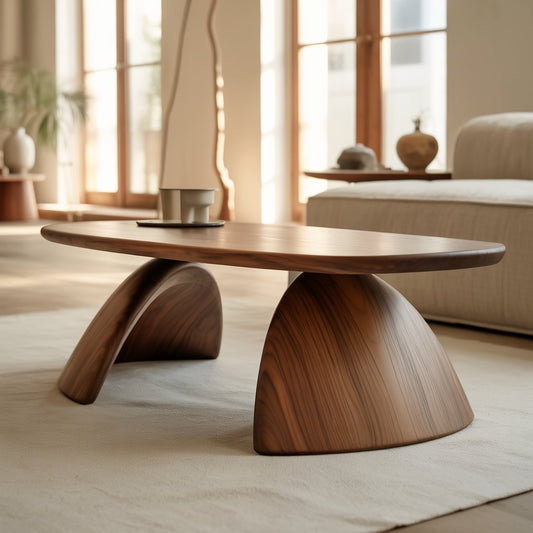Handcrafted Sculptural Solid Wood Coffee Table – Dual Arch Base for Modern Organic Interiors