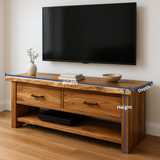 Handcrafted Solid Wood TV Stand – Natural Hickory Media Console with Drawers and Open Shelf