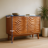 Handcrafted Solid Wood Sideboard – Sculptural Wave Carved Credenza for Modern Organic Interiors