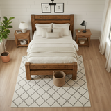 Handcrafted Rustic Solid Wood Bed Frame with Farmhouse Headboard