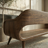 Handcrafted Solid Wood Organic Modern Sofa with Sculpted Curved Form