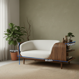 Handcrafted Solid Wood Organic Modern Sofa with Integrated Sculpted Side Shelves