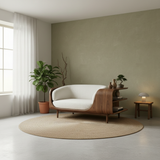 Handcrafted Solid Wood Organic Modern Sofa with Integrated Sculpted Side Shelves