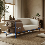 Handcrafted Solid Wood Organic Modern Sofa with Integrated Side Storage Shelves
