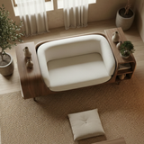 Handcrafted Solid Wood Organic Modern Sofa with Integrated Side Storage Shelves