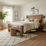 Handcrafted Rustic Solid Wood Bed Frame with Farmhouse Headboard