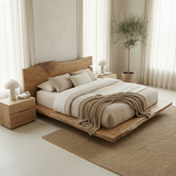Handcrafted Solid Wood Live-Edge Platform Bed for Modern Natural Bedrooms