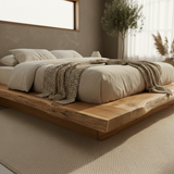 Handcrafted Solid Wood Live-Edge Platform Bed for Modern Natural Bedrooms