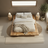 Handcrafted Solid Wood Live-Edge Platform Bed for Modern Natural Bedrooms